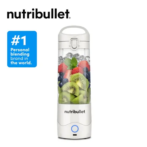 Nutribullet Portable Blender - White, 475ml Cup, Powerful Extractor Blade, To-Go Lid, USB-C Charging Cable, 15+ Blending Cycles