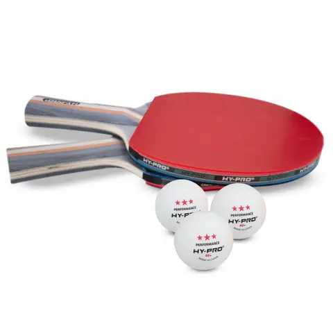 Hy-Pro Table Tennis Bat & Ball Set with 2 x Bats, 3 x Balls & Carry Case Black/Red