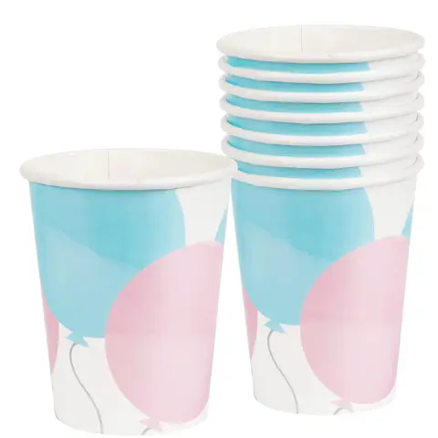 Unique Party Gender Reveal Paper Cups, 266ml, 8 Pack