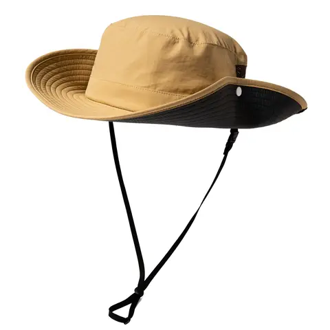 TOP-EX  Wide Brim Bucket Sun Hat for Summer Fishing Hiking with Detachable Strap & Vented Mesh M/L Khaki