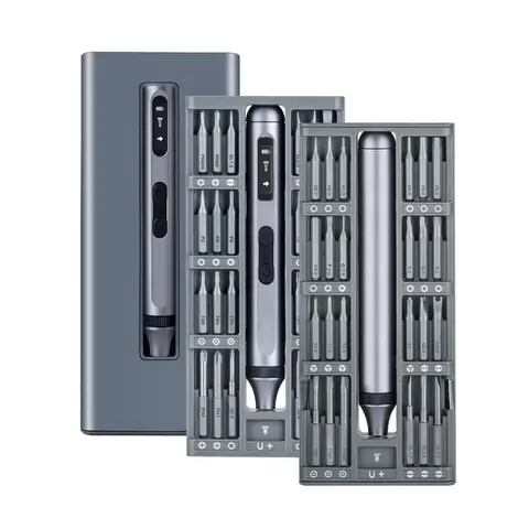 EasyWox Digitale Elektrische Schraubendreher Set | 350mAh Lithium-Akku | 48 gängige Bits | 90 Minuten Ladezeit | Drehmoment 0,3N.m (Elektrisch) / 3,5N.m (Manuell) | Aluminiumgriff