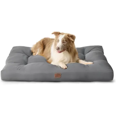 [Nur 28 € Set mit wasserdichter Haustierdecke] BEDSURE Waschbares Hundekissen Haustiermatte Hundebett Hundematratze - Wasserdicht - Größe XL - 111x89x10cm - Grau
