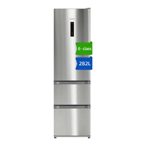 CHiQ JKR282WSSE 282 L 54 cm Wide Stainless Steel No Frost 3-Door Fridge Freezer with Drawers, E Rated