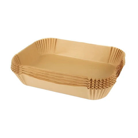 ochama Rectangular 20.5cm x 13.5cm Air Fryer Liners - Food Grade Disposable Parchment Paper, Non-Stick, Oil-Proof, Easy to Clean, Baking, Cooking, Frying Accessories - 200 Sheets