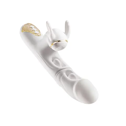AAV 4-in-1 vaginal vibrator-White, female clitoral stimulator, dildo 10-frequency slapping + 10-frequency vibration + 7-frequency clasping + heating, silicone magnetic charging, vaginal honey bean double teasing, Women's vibrating toys, adult female toys