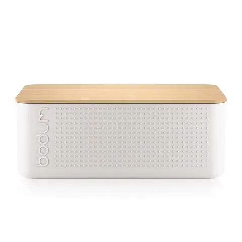 Bodum BISTRO Bread Box Large - White with Bamboo Lid