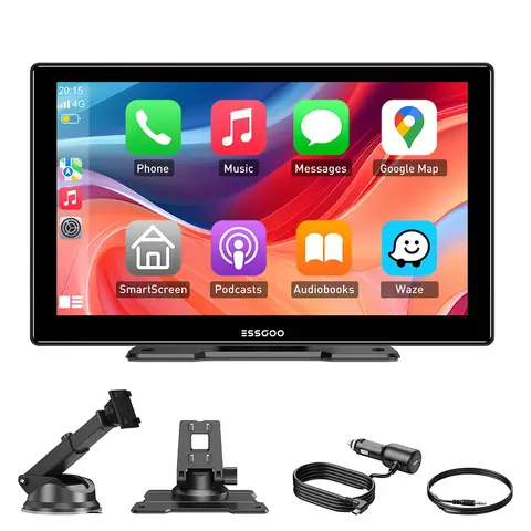 ESSGOO Wireless CarPlay Screen Android Auto 9 Inch HD Plug & Play