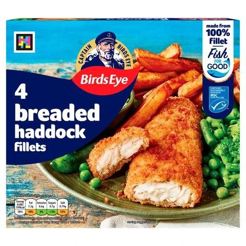 Birds Eye 4 Breaded Haddock 4 Large Fillets 400g