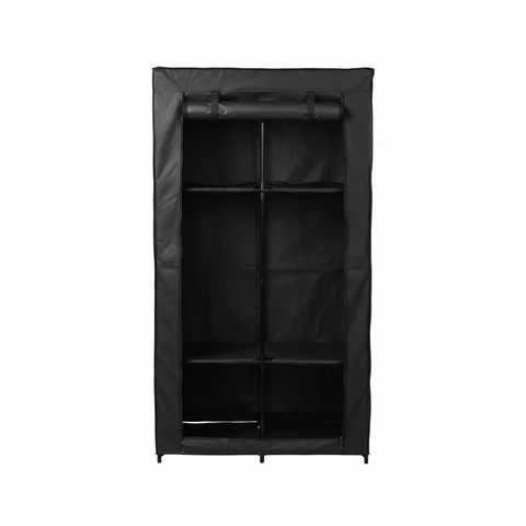 Schwarzer 2-Türer Kleiderschrank mit 5 Regalen 89 x 44,5 x 169 cm