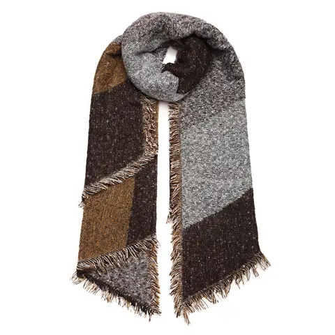 Women Winter Long Soft Warm Check Scarf Tassel Large Shawl Stole Wrap Lightweight Wool-Like Feeling Coffee