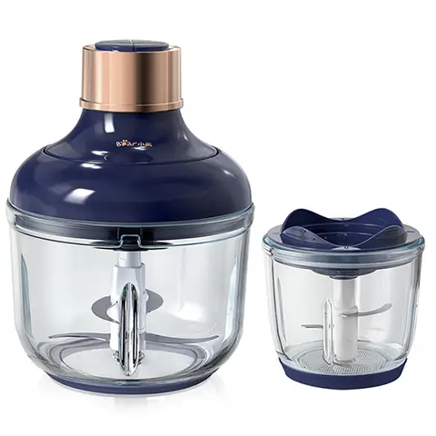 Bear Hachoir électrique QSJ-D03Q1, 2 bols en verre (2 L/8 tasses + 0,6 L/2,5 tasses), 300 W