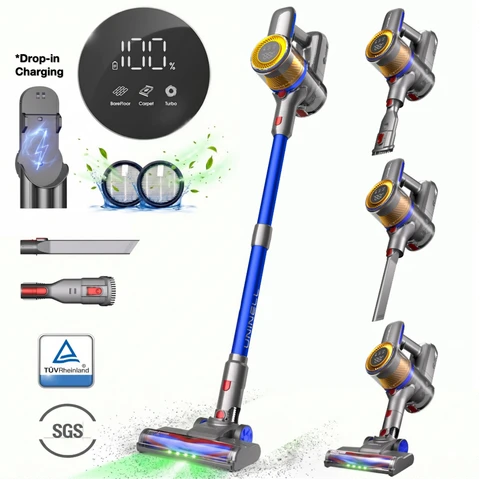 UNINELL HOME UV1 Cordless Vacuum Cleaner,45000Pa/450W Vacuum Cleaners for Home with 60Mins Runtime,Lightweight Anti-Tangle Stick Vacuum,Wall-Mount Charging,Vacuum Cordless with Attachments for Pet Hair,9.45"L x 8.27"W x 44.09"H, 1 Unit