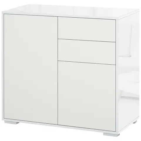 Homcom Sideboard 2 Doors 2 Drawers Push to Open Gloss White
