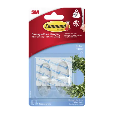 17091CLR 2MED CLEAR HOOK   PK6 NT