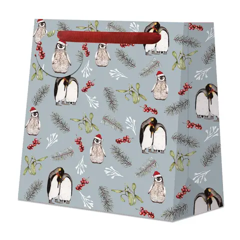 Toasted Crumpet Penguins French Blue Large Gift Bag