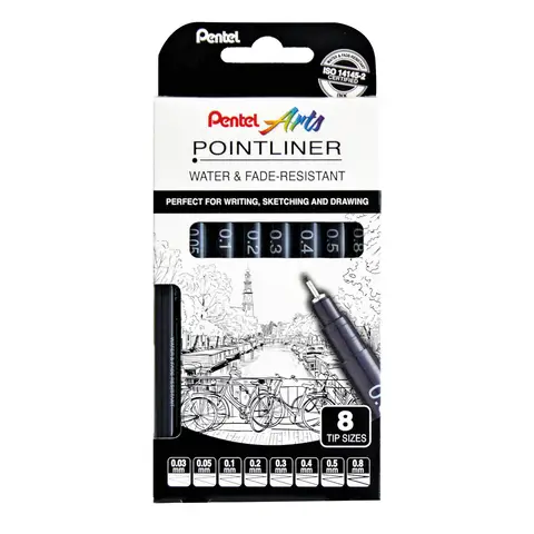 Pentel Pointliner Black Pack of 8