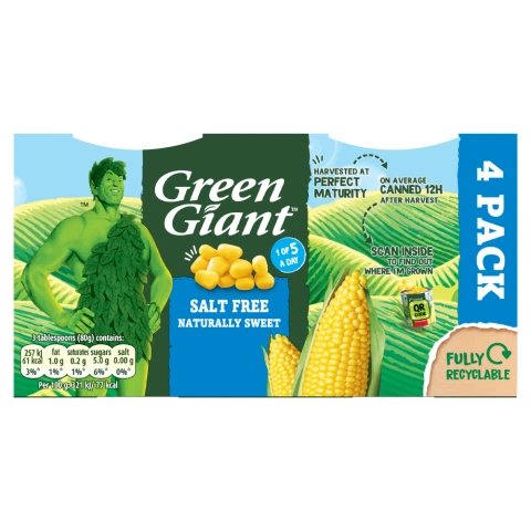Green Giant Sweet Niblets No Salt 4 x 198g