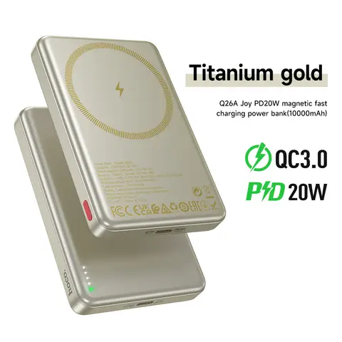 HOCO Q26A Joy 10000mah Magnetic Power Bank - Titanium Gold