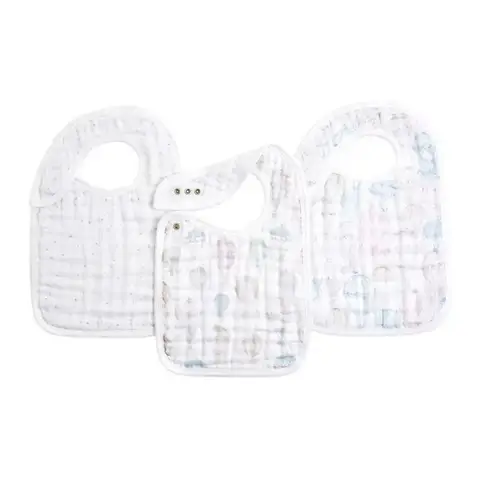 aden + anais™ Boutique Cotton Muslin Snap Bibs 3 Pack Above The Clouds