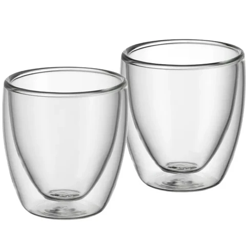 WMF Kult Doppelwandige Espressotassen Glas Set, Doppelwandige Gläser 80 ml, Schwebeeffekt, Thermogläser, Hitzebeständige Espresso-Gläser