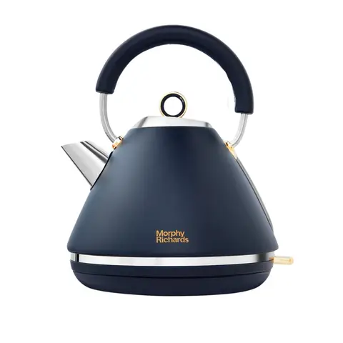 Morphy Richards Accents Gold Pyramid Traditional Kettle, Rapid Boil, 1.5L, Navy Blue - 102045