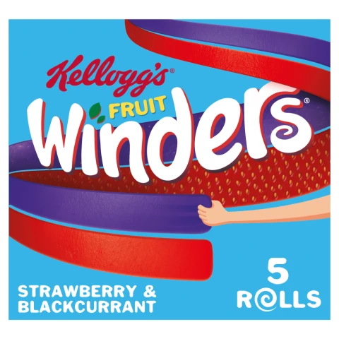 Kelloggs Fruit Winders Rolls Strawberry & Blackcurrent 17g 5 Pack