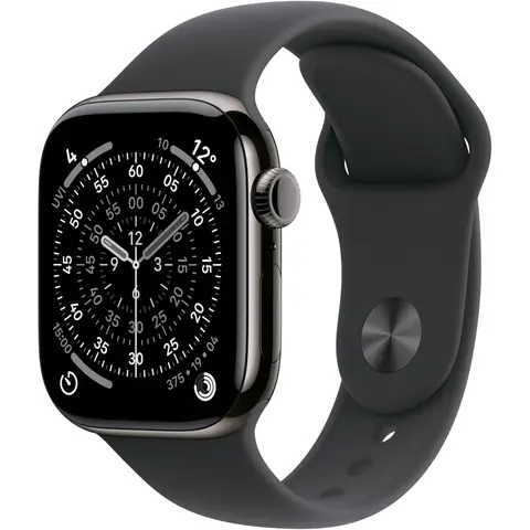 Apple Watch Series 11 GPS + Cellular 46mm Slate Titanium Case with Black Sport Band - S/M