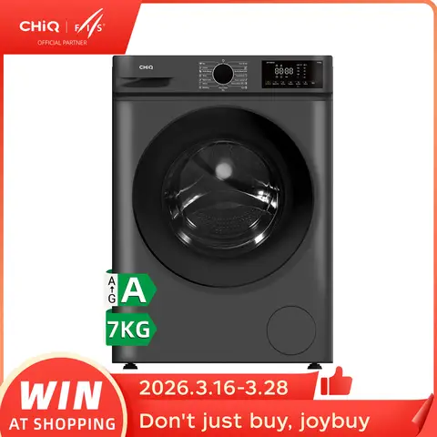 CHiQ JW75883G 7 kg Frontlader Waschmaschine, Dunkelgrau, Energieklasse A, 530 mm Großtrommel, 1400 U/min, 16 Programme, Dampfwäsche und 1-Touch Smart-Waschfunktion