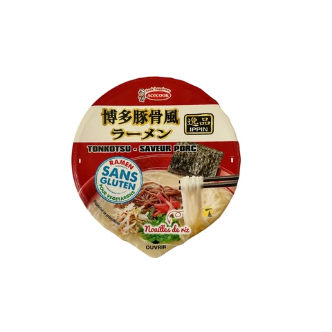 ACECOOK IPPIN Instant Ramen Noodle Bowl, Tonkotsu Flavor (63g)