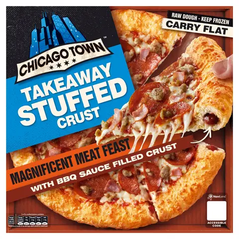 Chicago Town Takeaway BBQ Stuffed Magnificent Meat Feast Pizza 640 g
