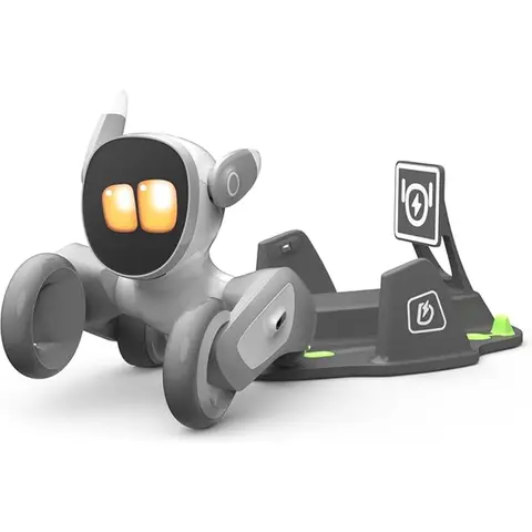 Loona Robot d’animal de compagnie haut de gamme avec station de charge (IA intelligente ChatGPT-4, commande vocale et par gestes, interaction en temps réel, surveillance domestique)