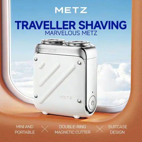 Metz Traveler Electric Shaver for Men, Mini & Portable, 100% Waterproof, Perfect Qixi Valentine's Day Gift for Boyfriend, Husband and Father