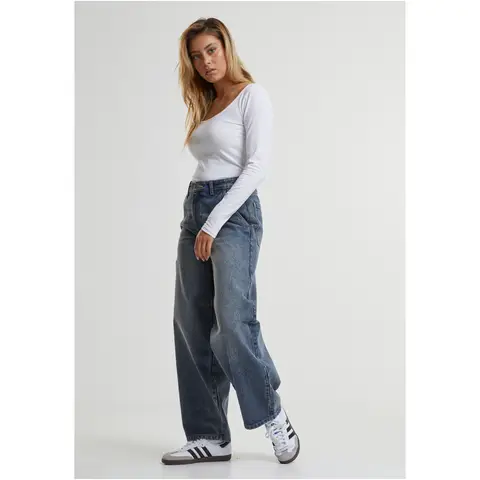 Urban Classics Damen Tapered-Baggy-Jeans, Dirty-Waschung, Größe 29