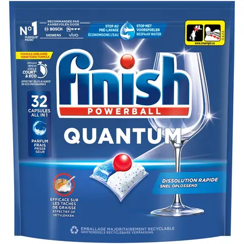 Finish Vaatwastabletten Powerball Quantum All-In-1 Regular (32 tabletten)