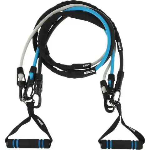 3-in-1 Weerstandsband - Latex 120cm met gemakkelijk aanpasbare clips om banden toe te voegen of te verwijderen voor de gewenste weerstandsniveaus, schuimhandvatten, ideaal voor arm curls.