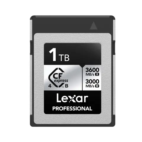Lexar Professional CFexpress 4.0 Type B Silver Series 1TB Card, 3600MB/s Read, 2600MB/s Write, for 8K Raw Video, Compatible with DSLR, Backward Compatible with XQD Cameras