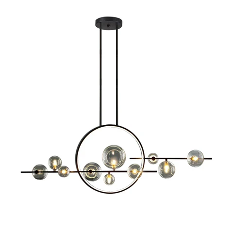Homary Modern Linear 10-Light Black Island Pendant Light for Kitchen & Dining Room