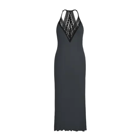 IZURIA lace v-neck dark grey suspender dress  S