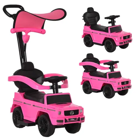 HOMCOM 3 in 1 Kids Children Ride on Push Car Toddler Sliding Car G350 Licensed Walker Foot to Floor Slider Push-Along with Horn Steering Wheel NO POWER Manual, Pink