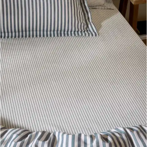 Yard Fitted Sheet Hebden Narrow Stripe 100% Cotton Navy King