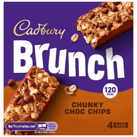 Cadbury Brunch Chocolate Chip Cereal Bars 4pk 112g