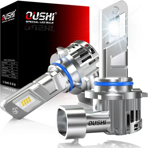 OUSHI HB4 LED Headlight Bulbs, Upgraded 600% 6500K Xenon White 1:1 Mini Size HB4 LED Bulbs, 30000LM Plug and Play 9006 Bulb, Pack of 2