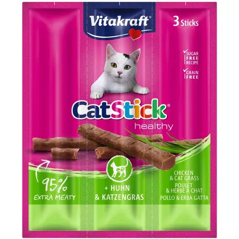 Vitakraft - Cat Stick Huhn und Katzengras 3 Sticks 18 g
