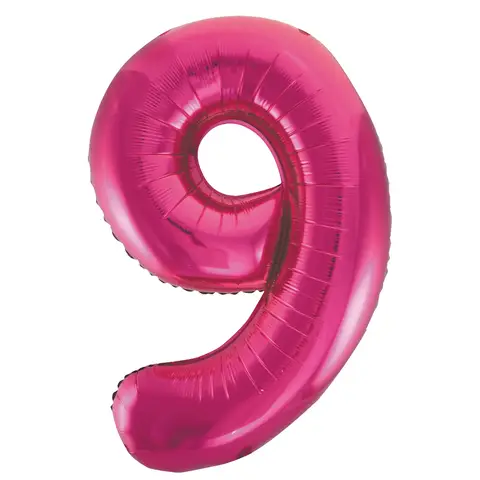 Unique Party Giant Number 9 Balloon, Pink, 86cm