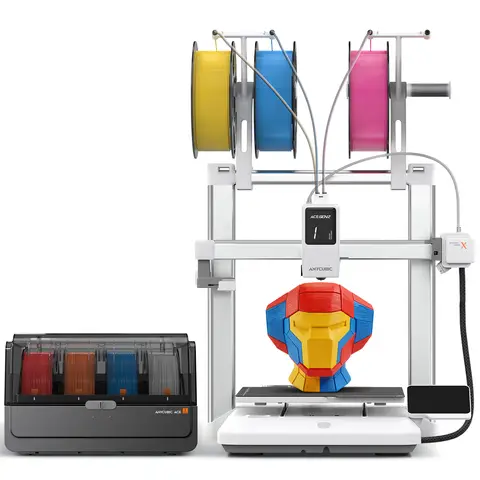 Anycubic Kobra X Combo multicolor 3D-printer met ACE 2 Pro, 4 ingebouwde kleuren en 19 uitbreidbare kleuren, 260 × 260 × 260 mm, 600 mm/s hogesnelheidsprinten, AI-detectie, LeviQ 3.0