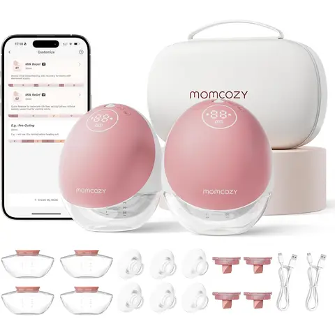 Momcozy M9 Breast Pump - Double Pack-Burgundy