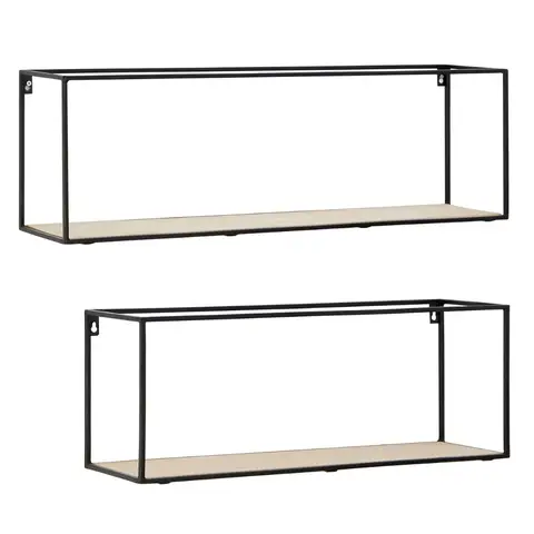 Interiors by Premier Wall Décor Brixton Rectangle Wood Shelves Black/Natural 2pcs