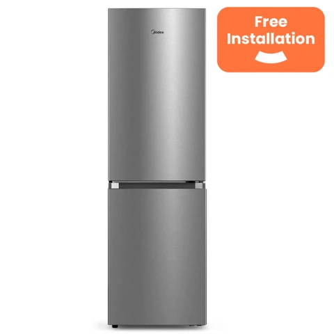 Midea MDRB379FGD02 60cm Wide 180cm Tall 60/40 No Frost Fridge Freezer, Silver, D Rated