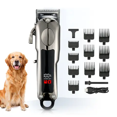 Blinkit Pet Hair Clipper Designed for Dense, Thick Hair / Low Noise, Rechargeable, Cordless Pet Trimmer (with Stainless Steel Blade) / Waterproof Pet Hair Clipper, Suitable for All Types of Dogs and Animals (Gunmetal) ZCC201.