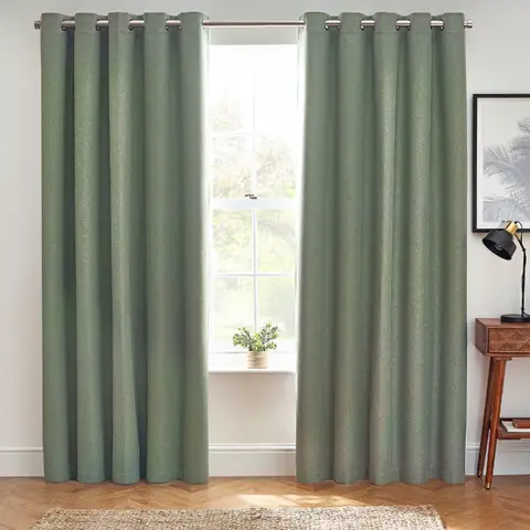 Furn Eyelet Curtains Dawn Blackout Eucalyptus W:168xL:229cm